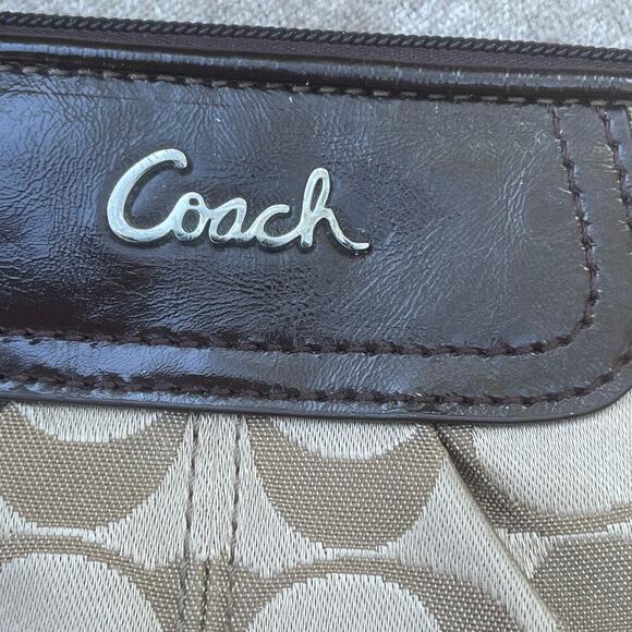 Coach Signature Tan/Brown Wristlet/Wallet with Credit Card Slots - Picture 10 of 11